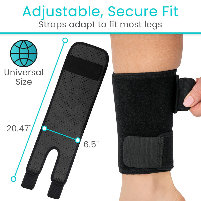 Vive Shin Splint Compression Wrap (Pair) - Adjustable Brace for Pain Relief, Support and Recovery - Lower Calf Compression Sleeve - for Medial Tibial Stress Syndrome and Anterior Shin Splints (Black) Black