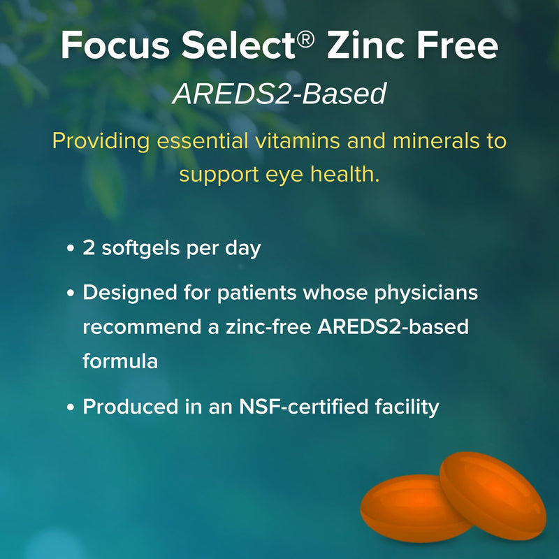 Focus Select AREDS2-Based Zinc Free Eye Vitamin Supplement, 180 Count | Eye supplement with lutein and zeaxanthin to support macular health, made in USA, safe for smokers, 90-day supply 180 Count (Pack of 1)