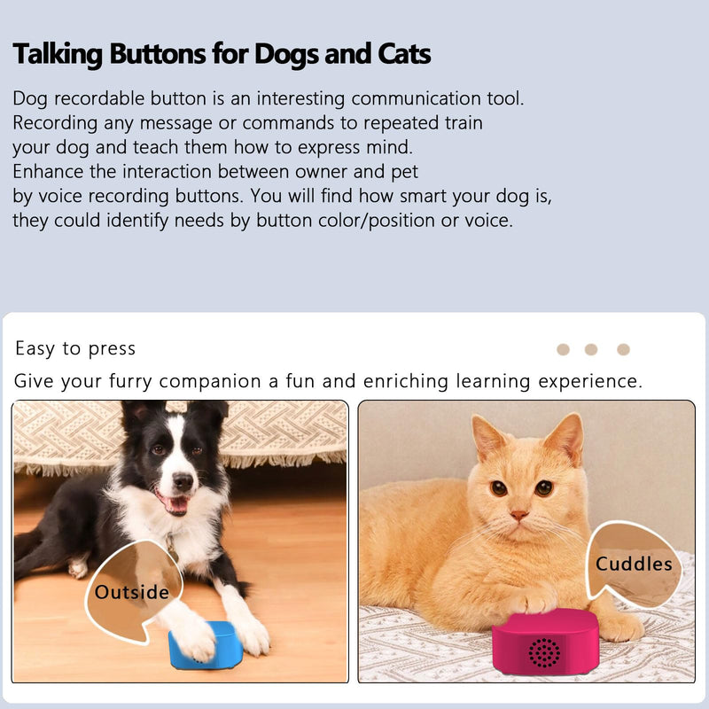 Dog Buttons for Communication Voice Recording Training Buzzer 30S Repeatable Pet Speaking Puzzle Toy for Cats & Dogs Clicker Dog Talking Button Set for Study Office Home 4 Packs Dog talking button set pack of 4 - BeesActive Australia