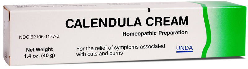 UNDA Calendula Cream | Homeopathic Remedy for The Temporary Relief of Symptoms Associated with Minor Cuts and Burns | 1.4 Ounces