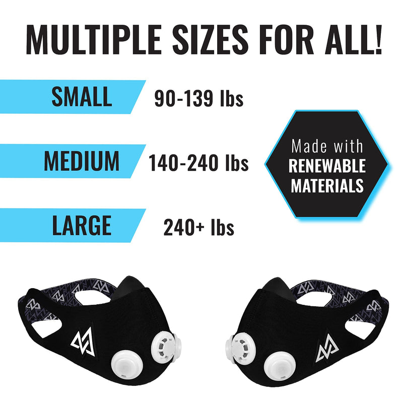 TRAININGMASK - Elevation Training Mask 2.0 BlackOut - Workout Mask Medium - BeesActive Australia