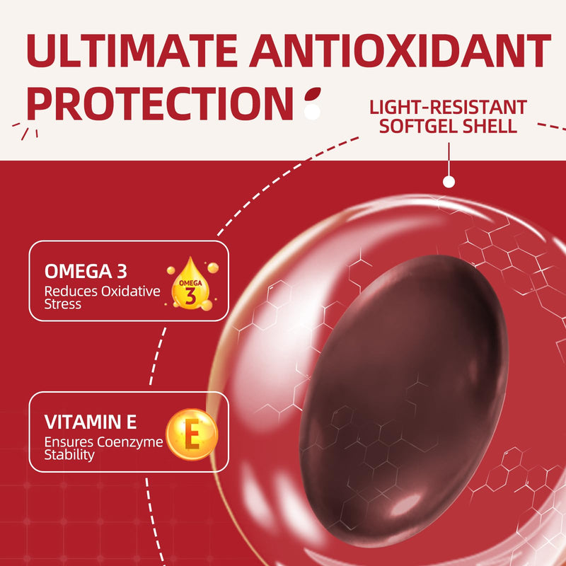 CoQ10 200mg Softgels with PQQ & Omega 3, Maximum Absorption Coenzyme Q10, Powerful Antioxidant for Heart & Energy Health, 120 Count, 4 Month Supply, Non-GMO - BeesActive Australia