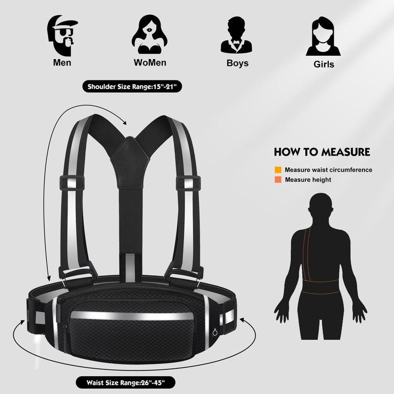 360° Reflective Running Belt & Vest | High Visibility Safety Gear with Adjustable Straps for Night Jogging, Walking, Cycling | Lightweight & Water Resistant Waist Pack - BeesActive Australia