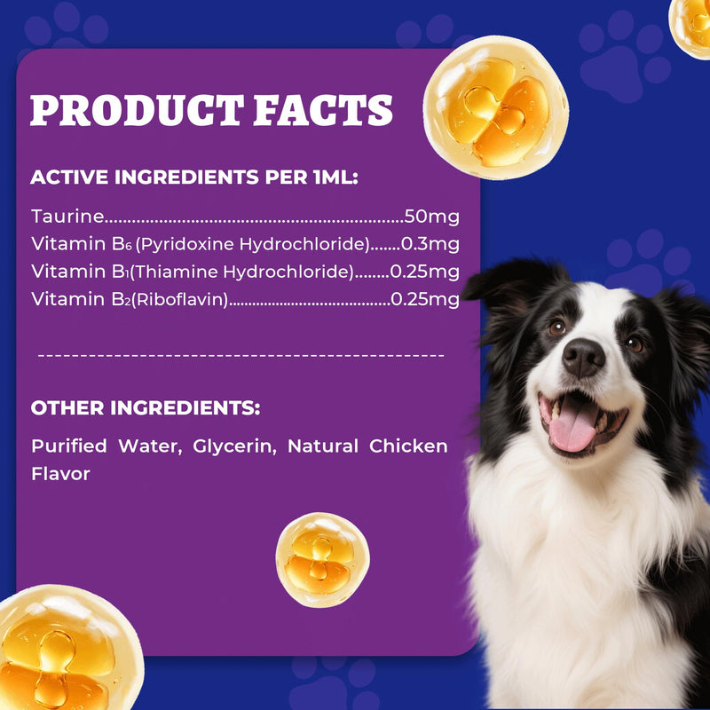 Wellix 4 oz (120 ML) Liquid Taurine Drops for Cats & Dogs, Cat & Dog Supplements & Vitamins for Heart & Vision & Immune Support, Large Bottle Taurine for Multi-Pet Households