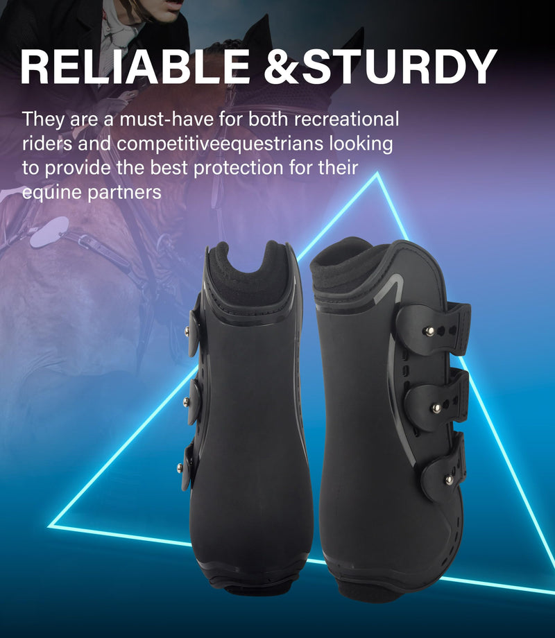 Horse Tendon Boots, Fetlock Boots & Open Front Boots for Jumping, Set of 4, Horse Protection Leg Guard, Black, Horse Size Large - BeesActive Australia