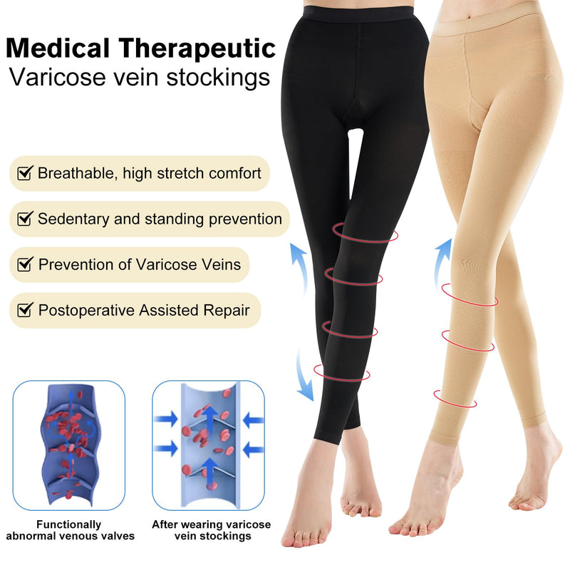 Compression Pantyhose for Women & Men, 15-20mmHg Medical Grade Compression Tights, Compression Thigh Highs for Women, High Waisted Support Leggs Pantyhose for Varicose Veins Circulation M SKIN