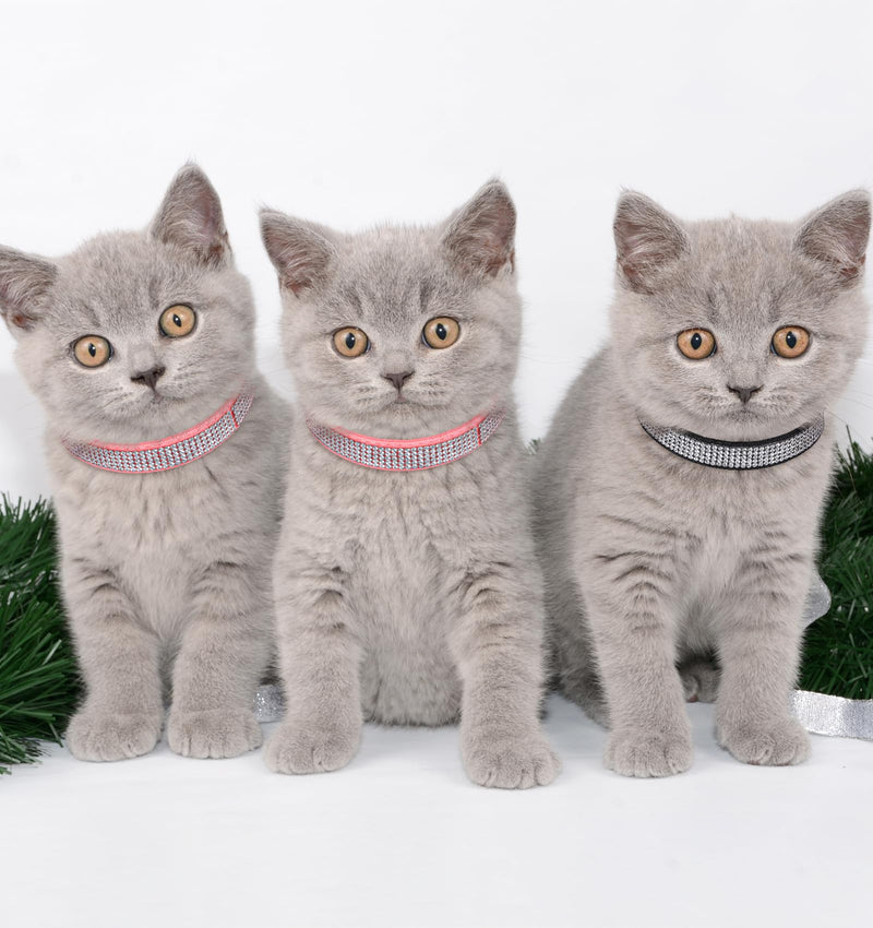 Rhinestones Cat Collar, Rhinestones Cat Dog Collar Soft Safe Adjustable Collar Bling Diamante with Bells, for Small Dogs and Cats - BeesActive Australia