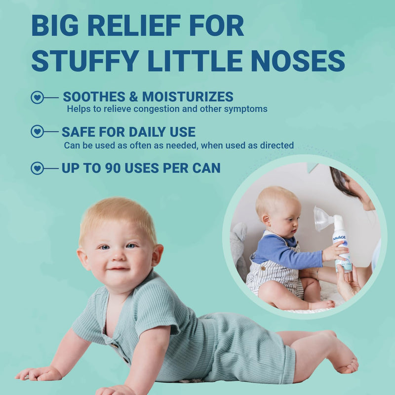 Navage Baby Micro-Mist Saline Inhaler - Saline Nasal Spray for Congestion Relief - Pediatrician Endorsed Baby Nasal Spray w/Mask & Quiet, Continuous Mist (2.8 oz)