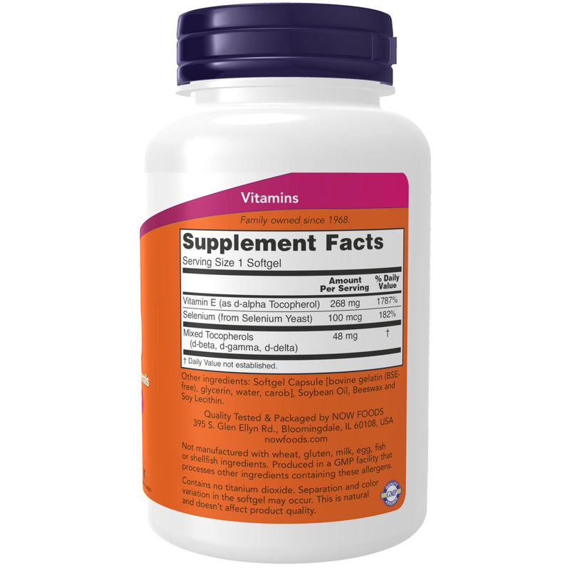 Now Supplements, Vitamin E-400 IU, Mixed Tocopherols, Antioxidant Protection*, 100 Softgels, (Pack of 2) 100 Count (Pack of 2)