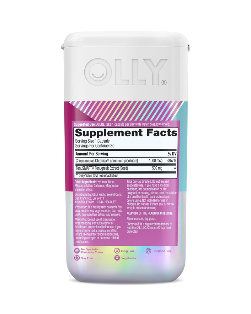OLLY Balanced Perimeno Capsules, Supports Hormonal Balance, Mood & Metabolism During Perimenopause,* Fenugreek Extract, Chromium, 30 Day Supply - 30 Count