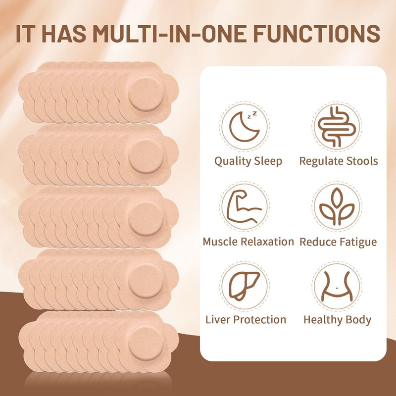 50 PCS Castor Oil Patches, Castor Oil Belly Button Patch, Disposable Organic Cotton Self-Adhesive Pads, Anti Leakage Design, Breathable & Portable, No Wash (Flowers, Beige) - BeesActive Australia