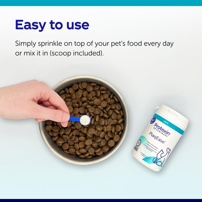 Protexin Veterinary PlaqEase – Dental Powder for Dogs & Cats – Controls Plaque, Freshens Breath & Supports Oral Microbiome – Chicken Flavour – 150g