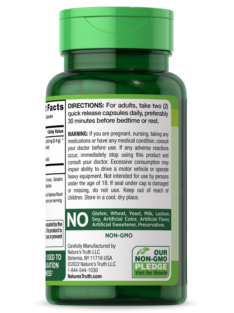 Nature's Truth Valerian Root Capsules | 2400mg | 90 Count | Non-GMO & Gluten Free Supplement 90 Count (Pack of 1) - BeesActive Australia