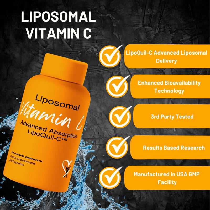 Advanced Bionetix Liposomal Vitamin C Supplement | LipoQuil-C™ Enhanced Absorption Technology | 120 Capsules 1000mg High Dose Fat Soluble Vita C | Immune Support Collagen Support 1