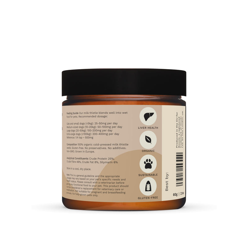 Boosie Organic Milk Thistle Powder for Dogs and Cats - Supports Liver Function and Immune System - Antioxidant - Rich in Silymarin - 100% Natural without Additives or Preservatives - Pet Nutrition Liver Support One Size