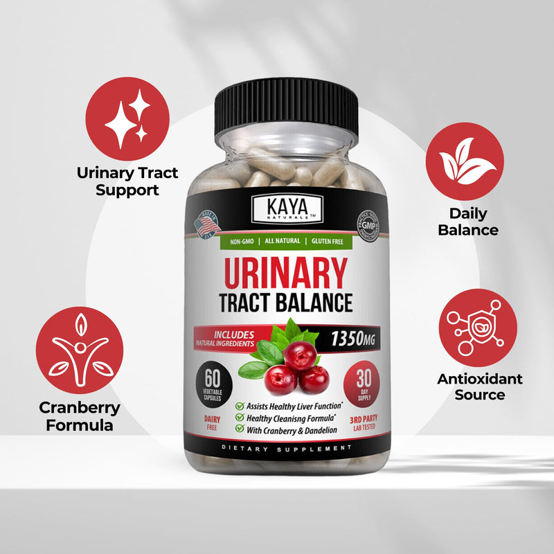 Kaya Naturals - D-Mannose - Urinary Tract UT Cleanse & Bladder Health - Made with Cranberry, Hibiscus & Dandelion Root - D Mannose Capsules Cranberry Supplement - 60 Veggie Capsules 60 Count (Pack of 1)
