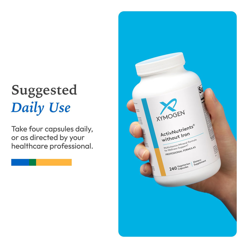 XYMOGEN ActivNutrients Without Iron, 240 Count | No Iron Multivitamin for Wellness Support, Energy Production, and Immune Support, Antioxidant Activity 240 Count (Pack of 1)