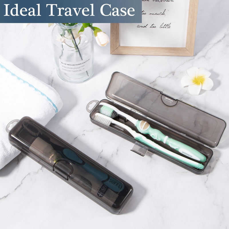 Toothbrush Travel Case 2 Pack, Clear Black Toothbrush Case Holder Travel Size Plastic Toothbrush Holder Toothpaste Storage Container Portable for Traveling, 7.87 x 1.85 x 1.18” 7.87 x 1.85 x 1.18" - BeesActive Australia