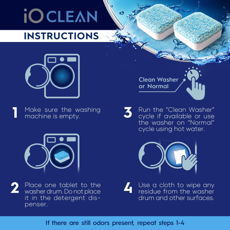 Washing Machine Cleaner and Descaler Tablets 24 Pcs - Deep Clean and Descaling for HE Front and Top Loaders Washer - High-Efficiency Tablets for a Fresh, Spotless Laundry, Remove Odor - 1 Year Supply - BeesActive Australia