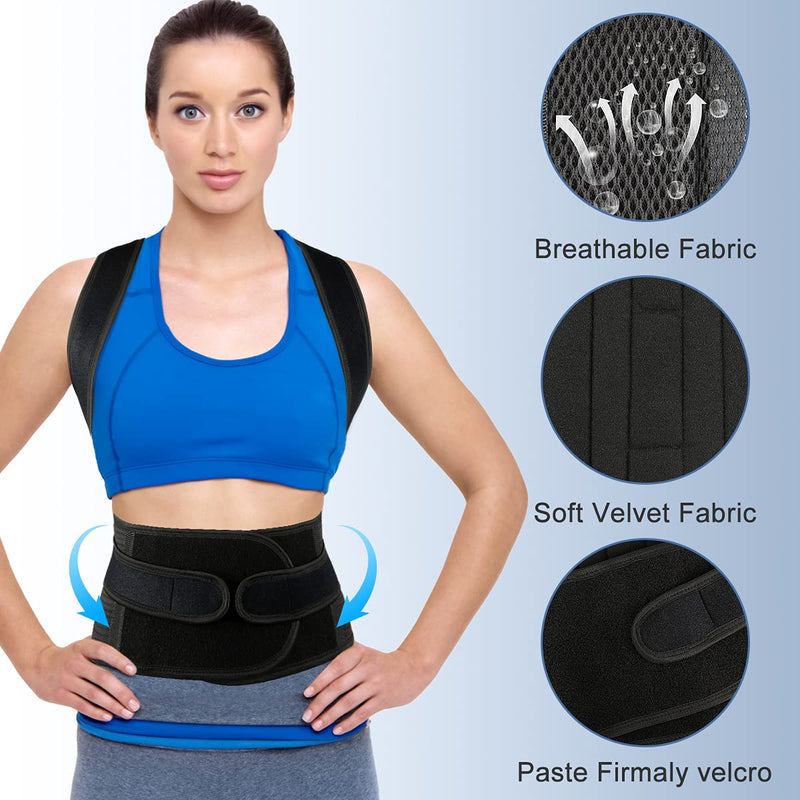 Back Brace Posture Corrector for Women and Men - Adjustable Posture Back Brace for Upper and Lower Back Pain Relief - Improve Back Posture and Lumbar Support,XX-Large(Waist:42-48 Inches) XX-Large(42-48 Inches) - BeesActive Australia