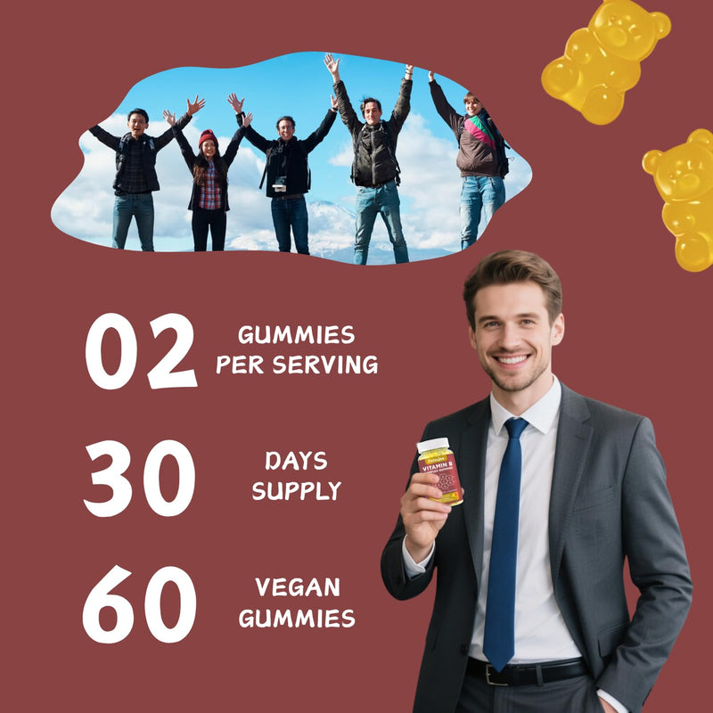 Vitamin B Complex Gummies with Vitamin C, Choline & Zinc - Support Energy, Metabolism & Immune Support - Tasty Mango Flavor - Vegan, Gluten-Free, 60 Count 60 Count (Pack of 1)