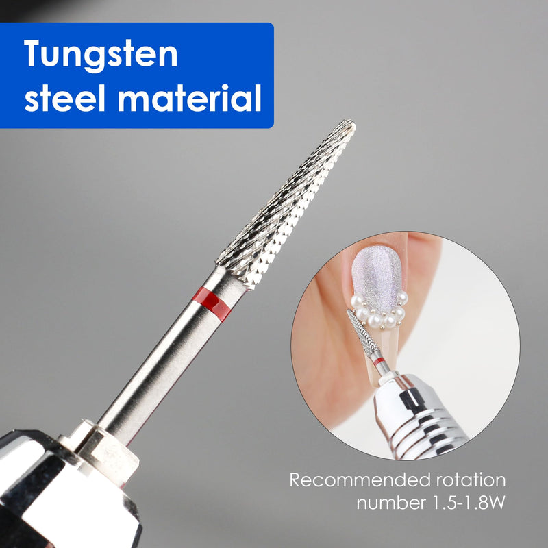 Qunzhao Tungsten Steel Nail Drill Bits,- Removing cuticle Bits 3/32" Shank - Manicure, Nail Art, Drill Machine tools (02 F-Conical ball bit) 02 F-Conical ball bit