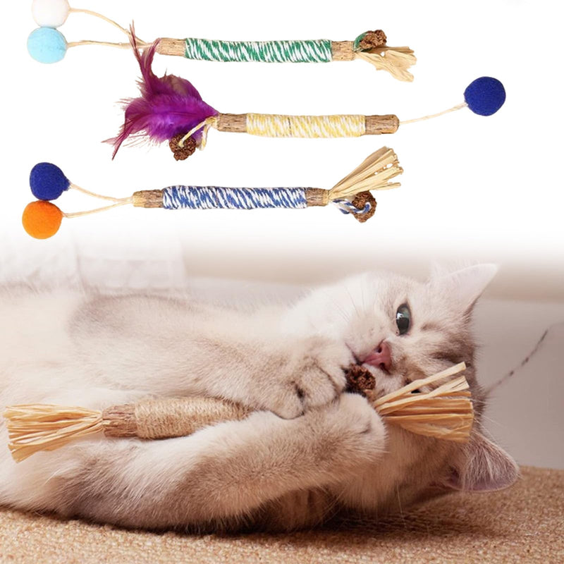6 PCS Silvervine Cat Chew Sticks, Cat Chew Toy Kitten Teething Toys Natural Dental Sticks Indoor Kitten Teething Teeth Cleaning and Stress Release