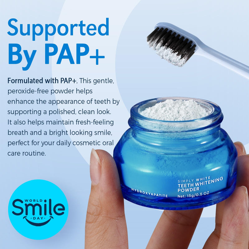 Enamel-Safe Teeth Whitening Powder - Hydroxyapatite - Gentle on Teeth - No Sensitivity Formula - Removes Stains - Long-Lasting Freshness - Breath Freshening Whitening Powder- 15g Blue 15
