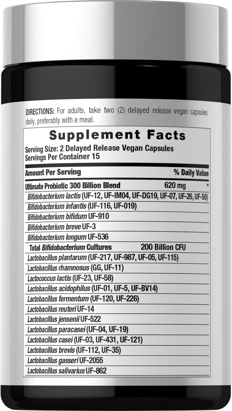 Horbäach Probiotics for Women and Men | 300 Billion CFU | 30 Capsules | 40 Probiotic Strains with Prebiotic |Vegan, Non-GMO & Gluten Free Supplement