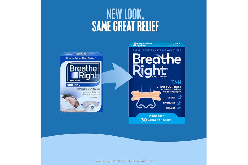 Breathe Right Nasal Strips, Large, Tan, 120-Count Pack (4 Packs of 30) - BeesActive Australia