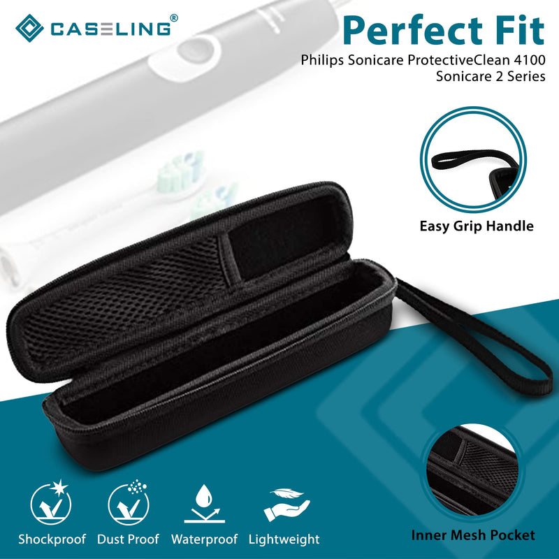 caseling Hard Toothbrush Travel Case Fits Philips Sonicare Protective Clean 4100 Sonicare 2 Series Portable Toothbrush Holder with Easy Grip Carry Strap (Small (Great for Travel)) Small (Pack of 1)