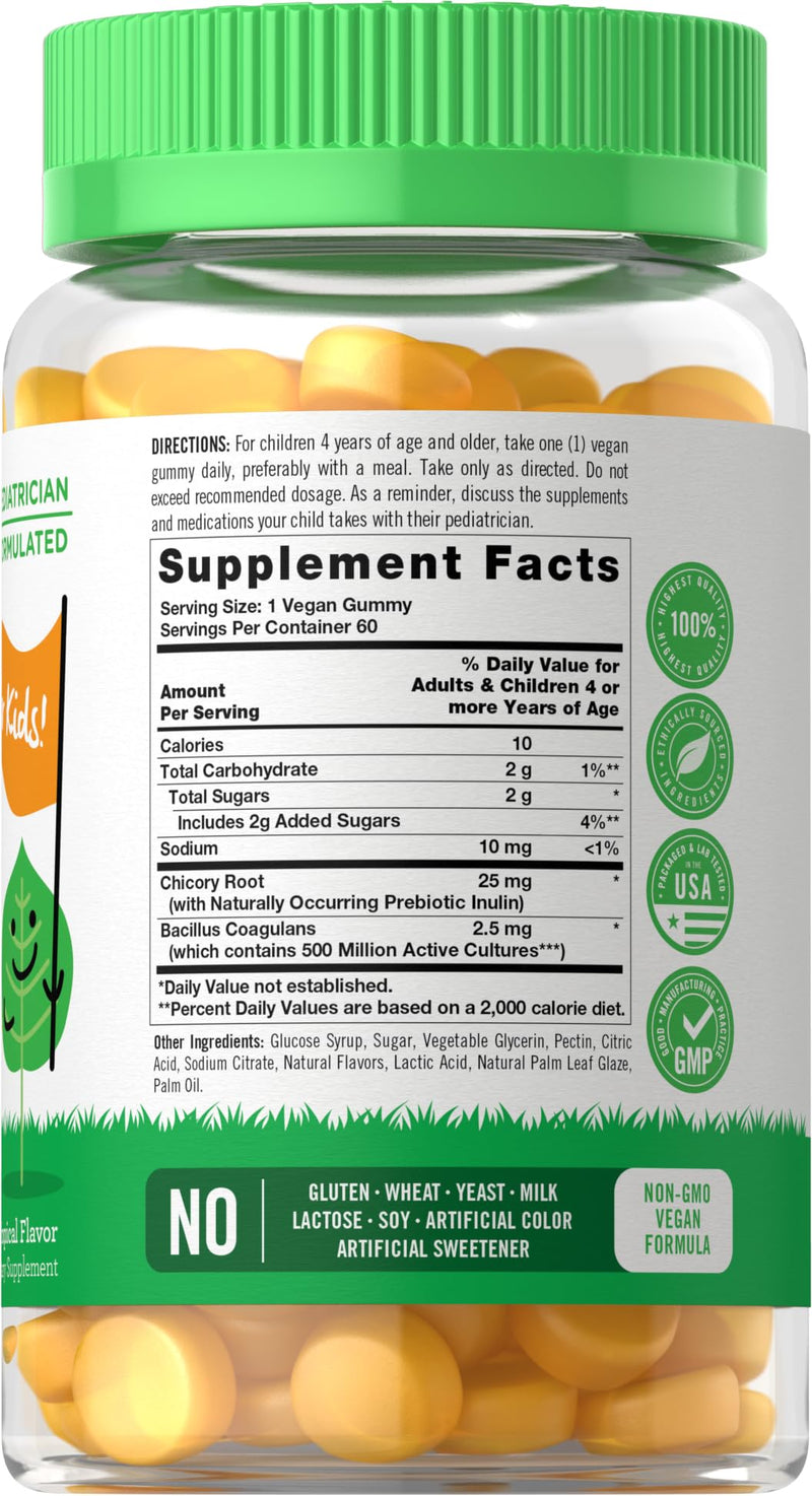 Carlyle Kids Probiotic Gummies | 60 Count | Tropical Flavor | Vegan, Non-GMO & Gluten Free Supplement | by Lil' Sprouts