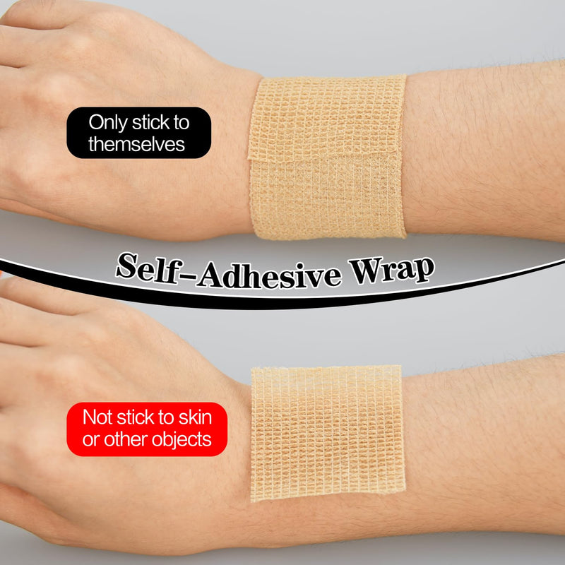 6pcs 2in Self Adhesive Bandage Wraps, Vet Wraps, 12 Colors to Choose, 5 Yard Self Adherent Wraps for Sports, Wrist, Ankle and Swelling 6pcs Skin Color 2 Inch