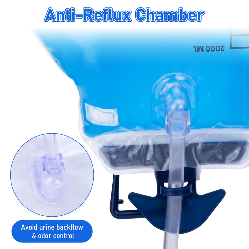 3 Pack 2000ml Sterile Urinary Drainage Bags with Anti-Reflux Chamber, Urine Bag with 48" Drainage Tube for Men and Women, Overnight Bedside Disposable 3 Pack 2000ML