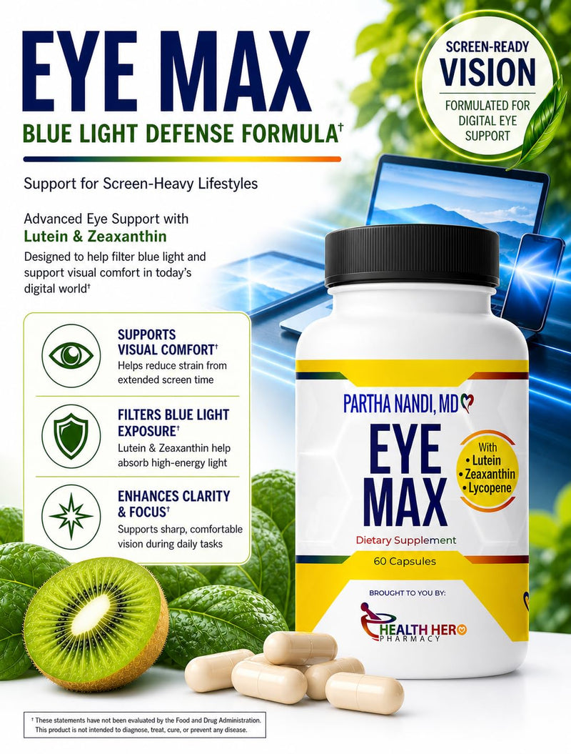 Dr. Nandi Eye Max – Lutein, Zeaxanthin & Lycopene – Vision & Macular Health Support – 60 Capsules