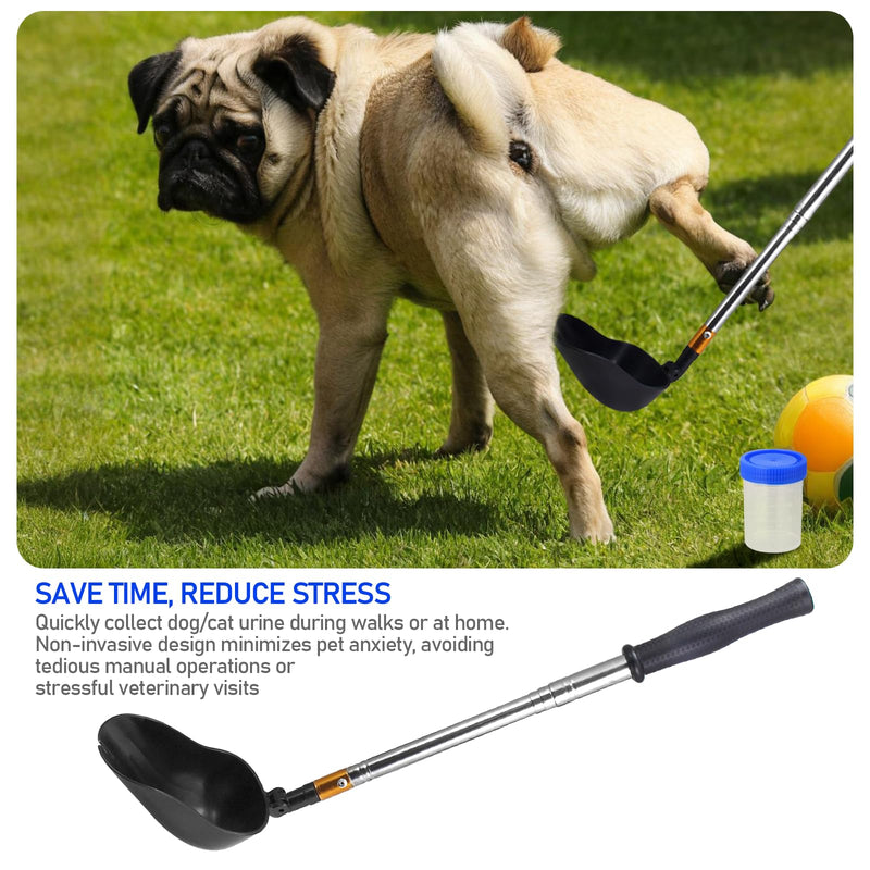 Telescopic Urine Collector for Dogs & Cats Adjustable Reusable Pee Stick with 2 Leak-Proof Collection Cups, Portable Pet Urine Sample Catcher for Veterinary Exams & Home Testing
