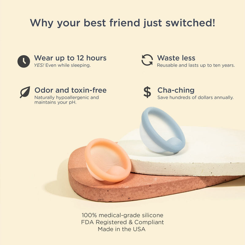 Saalt Menstrual Disc - Soft, Flexible, Reusable Medical-Grade Silicone - Wear 12 Hours - Removal Notch - Two Sizes - Menstrual Cup or Tampon Alternative - Made in USA - Lasts 10 Years (Blue, Regular) Coastal Blue 1 Count (Pack of 1) - BeesActive Australia