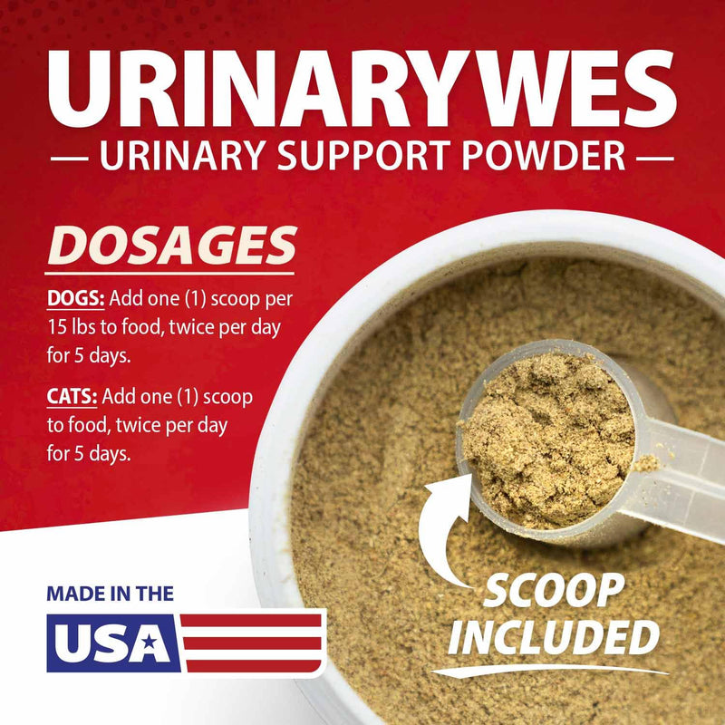 Jeffers Pet UrinaryWes Urinary Support Powder for Dogs & Cats, Chicken Flavor Urinary Tract & Bladder Support Supplement w/D-Mannose, Cranberry, Vitamins & Natural Botanicals Daily Routine - 90 g 90 grams (Up to 42 Servings)