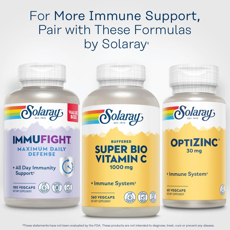 SOLARAY Super Bio Buffered Vitamin C 1000 mg Time Release, 360 VegCaps | Immune, Heart & Antioxidant Support - Buffered with Bioflavonoids - 180 Servings - Vegan, Lab Verified Unflavored 360 Count (Pack of 1)