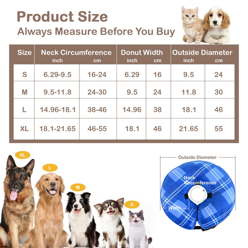 Lyneun Inflatable Neck Brace for Dogs Cats, Adjustable Neck Brace Dog, Soft Dog Collar Leak Protection, Leak Protection Dog for Dogs and Cats Blue S - BeesActive Australia