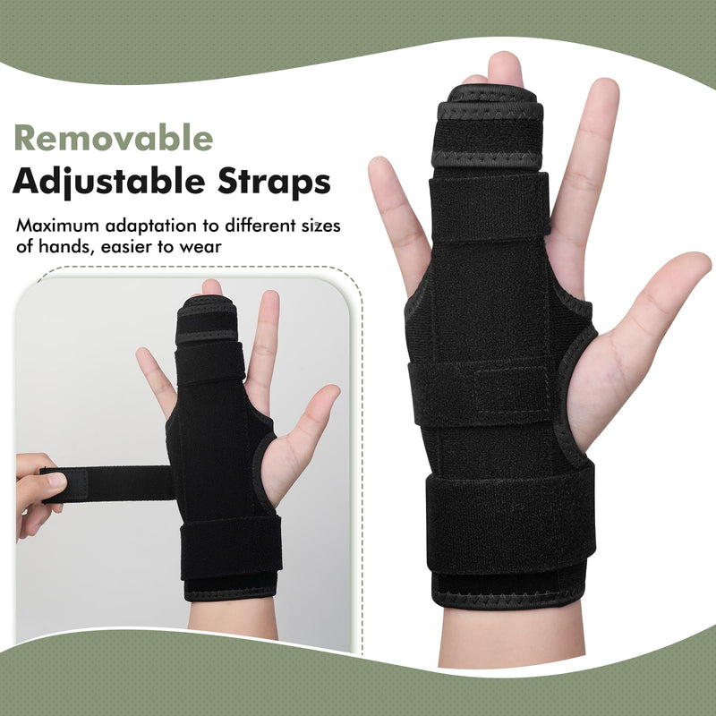 Trigger Finger Splint, 2 Finger Brace for Index, Middle, Ring, Pinky Finger, Treatment for Hand Fractures, Arthritis (L/XL, Right) L/XL