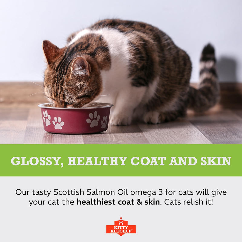 Pure Scottish Salmon Oil for Cats - 500ml | 100% Pure Natural Omega 3, 6 & 9 Fish Oil for Cats | Salmon Oil Cats - Cat Supplement - Omega 3 for Cats - Cat Fish Oil - Cat Salmon Oil | Kitty Ketchup