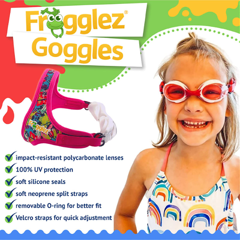 Frogglez Anti-Fog Swimming Goggles for Kids under 10 (Ages 3-10) Recommended by Swim Instructors; Premium Pain-Free Strap Blue - BeesActive Australia