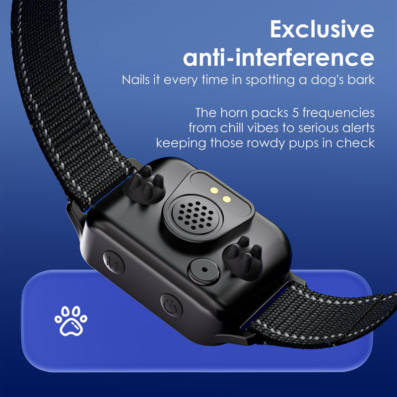 Dog Bark Collar,Humane No Shock Barking Collar,Bark Collar for Small Medium Dogs, AUTO Barking Collar,Adjustable Beep Vibration Modes and 7 Sensitivity 1Pack Black - BeesActive Australia