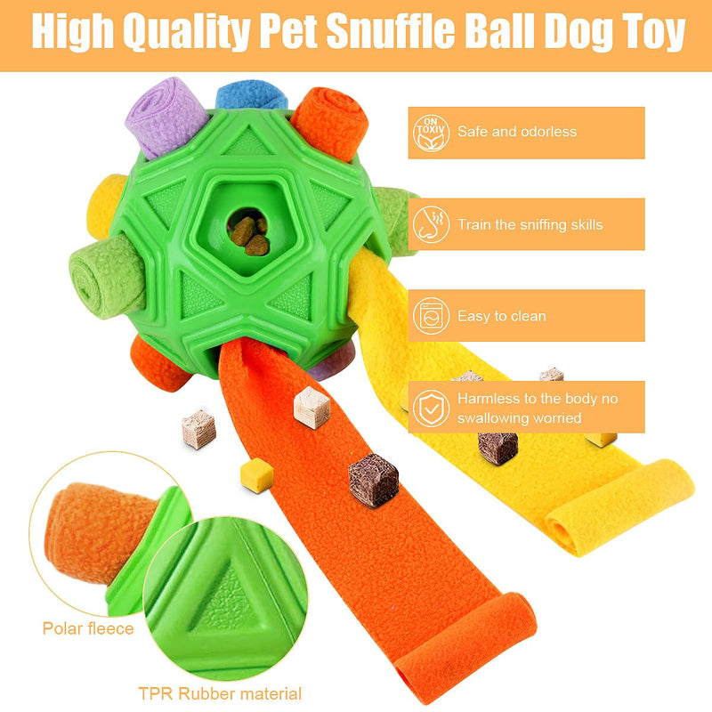 Dog Snuffle Ball-Interactive Puzzle Dog Toys Encourage Natural Foraging Skills Slow Feeder for Training and Stress Relief, Cloth Strip Hiding Food Chew Toys for Any Size Dogs with Squeaky Carrot Toy Green - BeesActive Australia