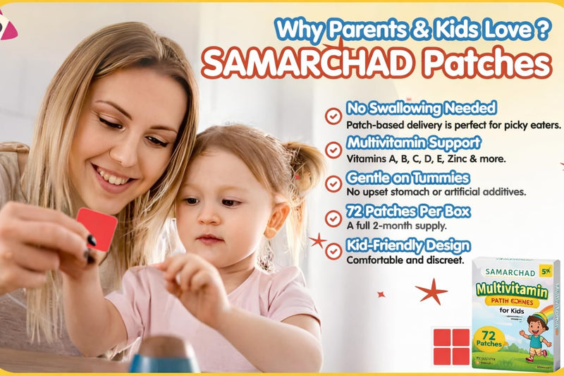 Kids Multivitamin Patches Daily Vitamin Patch for Children Natural, Sugar-Free No Swallowing Immune & Growth Support