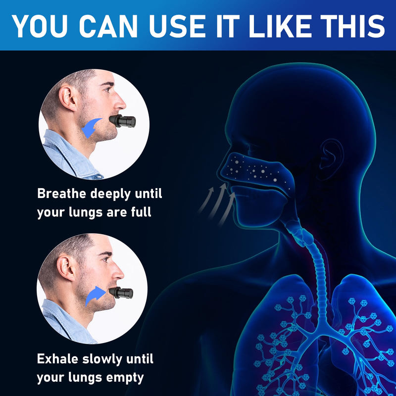 Portable Respiratory Trainer-Exercise Device. Respiratory Muscle Training |Improve Breathing Capacity | Easy to Clean| Adjustable Resistance, Adjustable to Different Fitness Needs (Black) black - BeesActive Australia