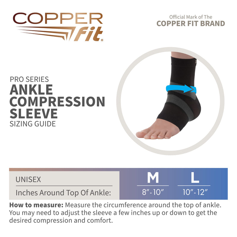 Copper Fit Pro Series Unisex Ankle Compression Sleeve Large Black with Copper Trim 1 - BeesActive Australia