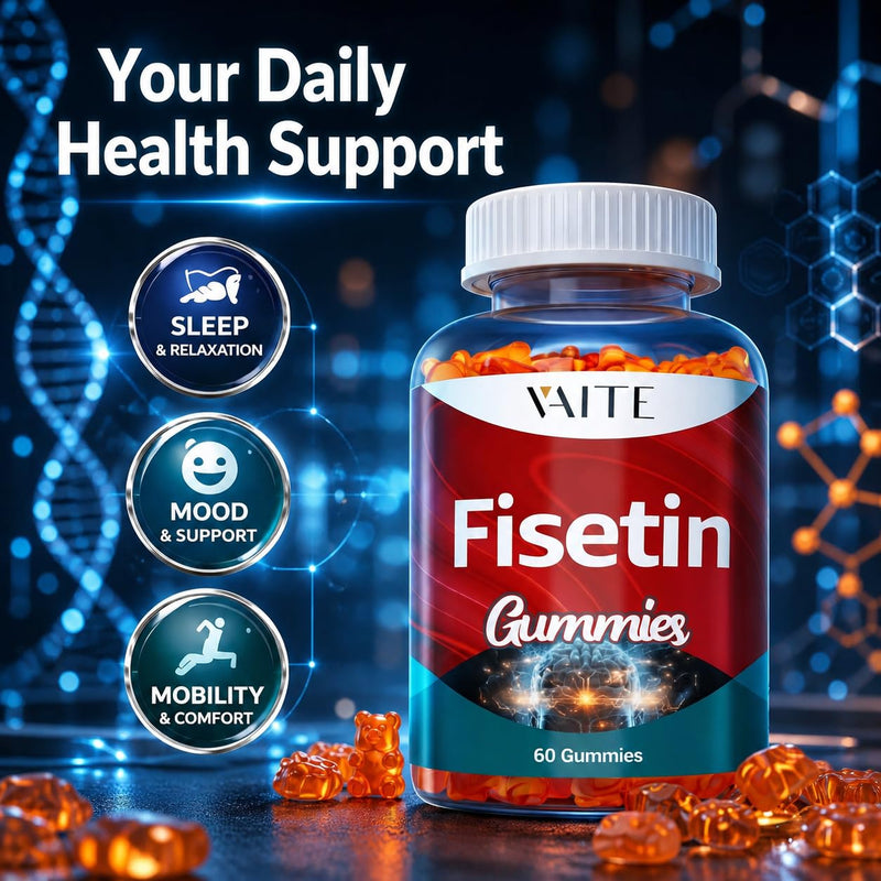 Fisetin Supplements 500mg - Gummy Supplement, Powerful Antioxidant Blend for Cellular Health Support - Vegan & Non-GMO Formula with Flavonoids & Plant Extracts, Boost Cognitive Function, 60 Gummies