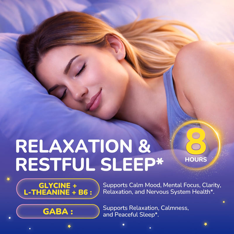 Glycine Gummies, Glycine 3g Supplements with NAC, L-Theanine, GABA, for Sleep, Relax, Nerve & Brain Support, Sugar Free, Vegan, GRAP Flavor, 120 Cts Grape 60 Count (Pack of 2)